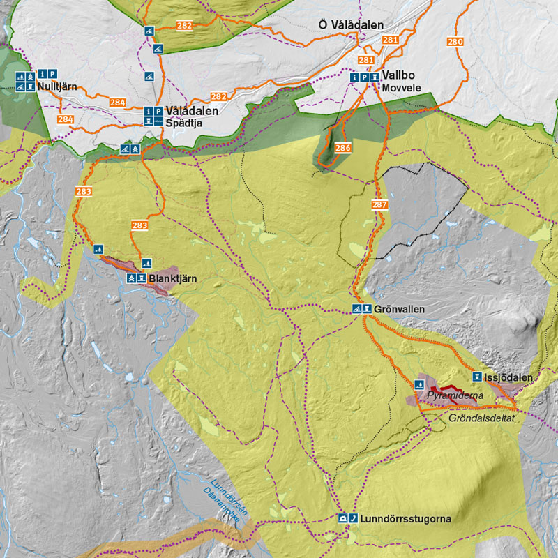 Karta Vålådalens naturreservat
